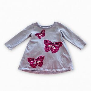 Tea Collection Baby Girls Purple Long Sleeve Butterfly Dress Size 6-9 Months
